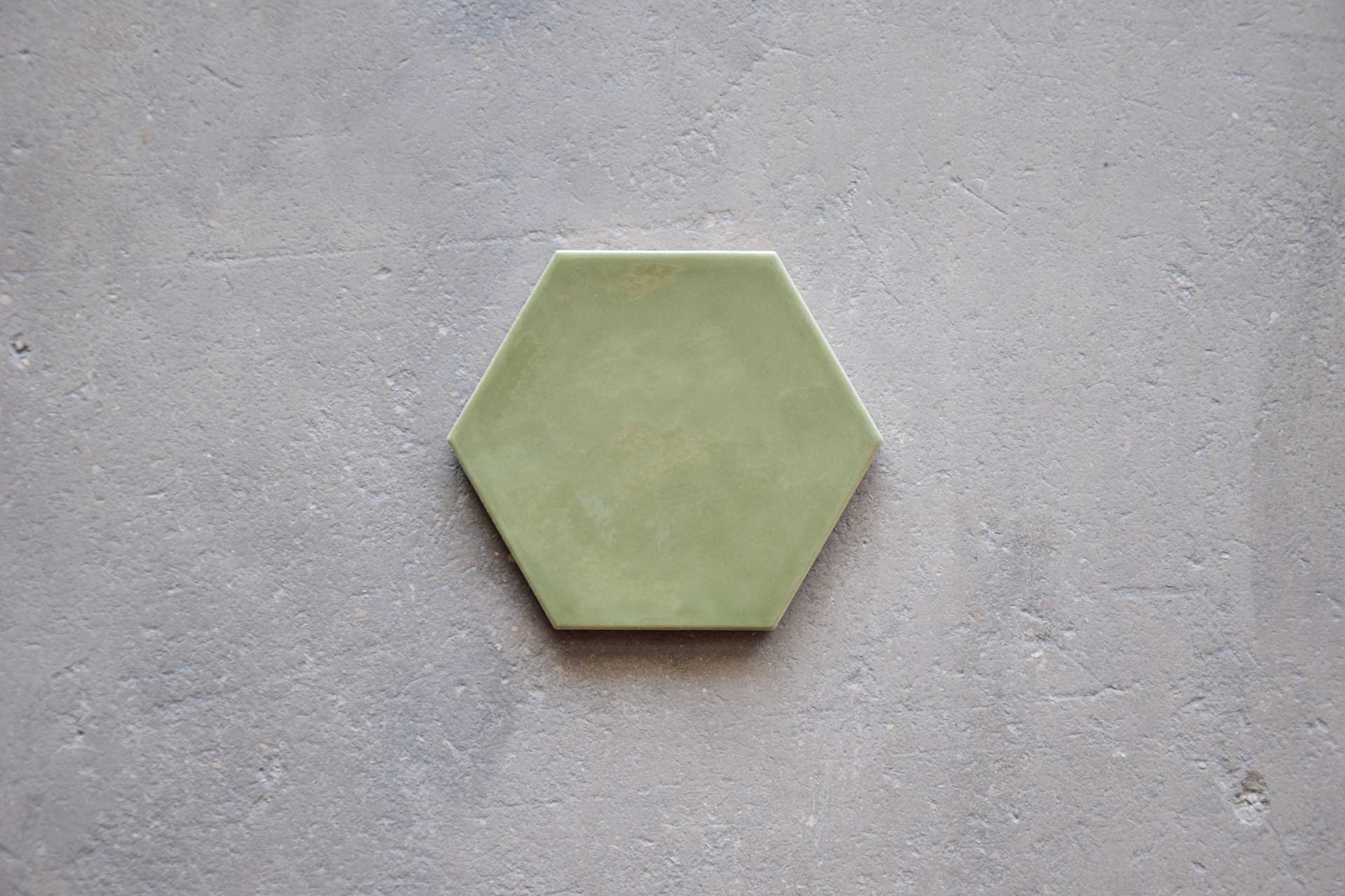 Azulejo Hexagonal Verde Brillo Antiguo