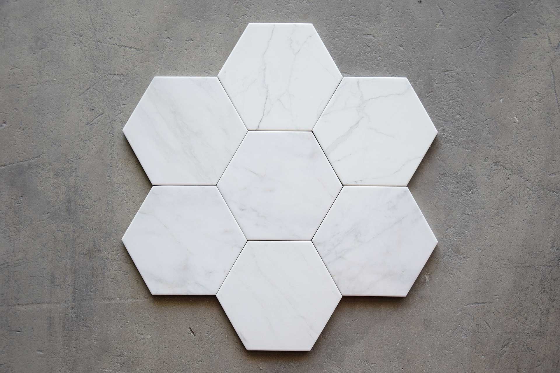 Hexágono de piezas porcelánicas hexagonales Verona Blanco