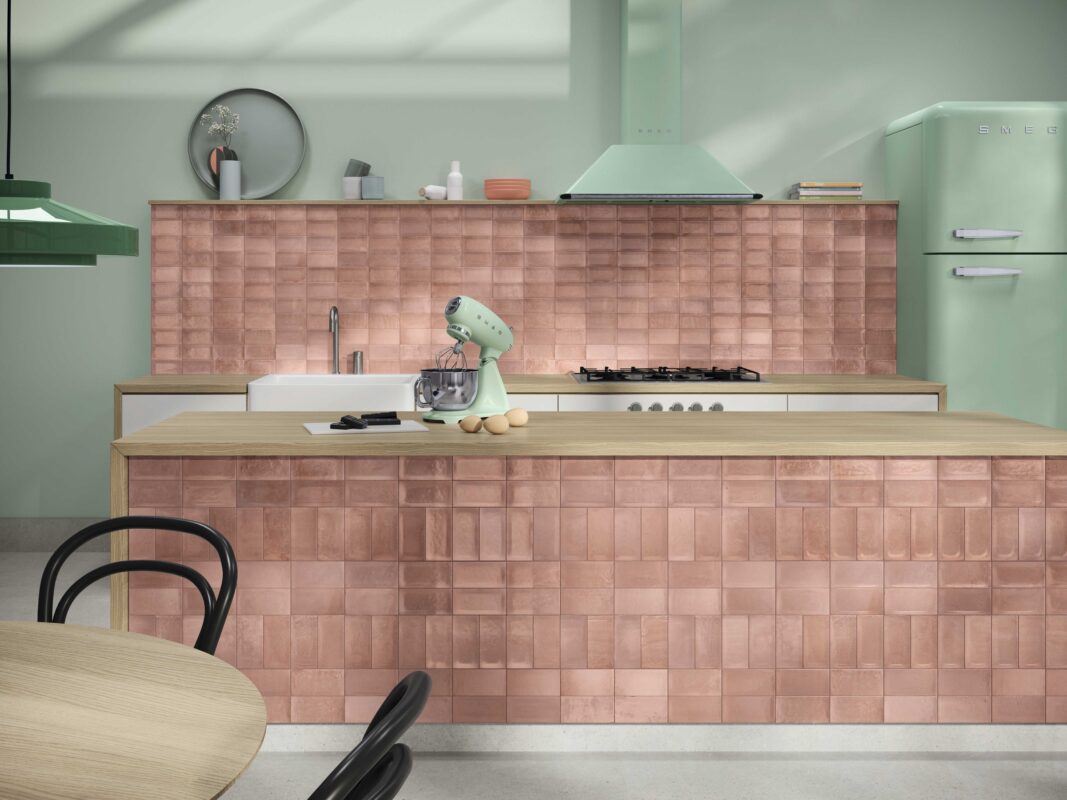 Cocina con azulejo Lautia rosa